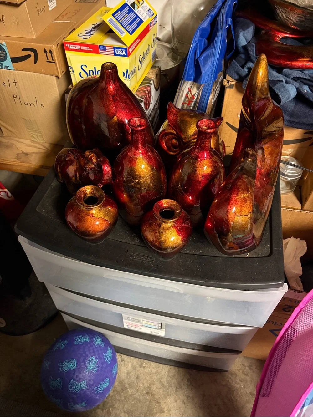 Red and Gold Glass Decorative Vase Collection - Home Accents